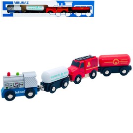 Wooden Train Cars Track Accessories Set Oil Tank truck Mix Train Toys Fit for Wooden Train Track Railway for Boys and Girls - Compatible with All Major Brands(Mix Train)