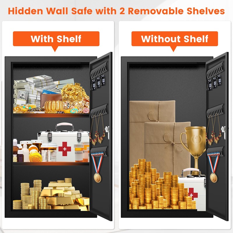 22.05" Tall Wall Safes Between the Studs with Removable Shelf,