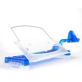 Memoscape Adjustable Document Copy Holder, in-Line with Monitor Minimizing Head and Neck Movement, Holds 100 Sheets and Personal Technology, 12" Wide, Includes Side Arm, Blue (3020)