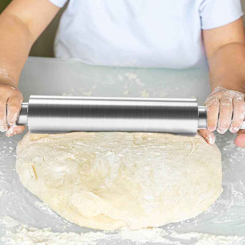 Stainless Steel Rolling Pin,Long Dough Roller for All Baking Needs