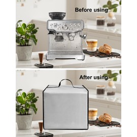 EiiJugaloo Espresso Machine Cover Latte Maker Cover Heavy Duty Heat-Resistant Waterproof Nylon Case for Espresso Machine BES870XL/ BES880BSS/BES876BSS Stainless Steel Coffee Maker (Silver)