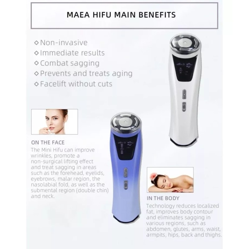 Royalty Hifu Facial- Corporal Radiofrecuencia+ Ultrasonido+ Ems+ Led