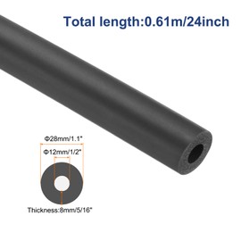 QUARKZMAN Pipe Insulation Foam Pipe Insulation 12 mm (1/2 Inch) ID 28 mm OD 24 Inch Heat Protection for Frost Protection, Handle Insulation, Black