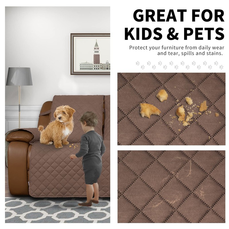 Easy-Going Recliner Sofa Cover, Reversible Couch Cover for 3 Seat