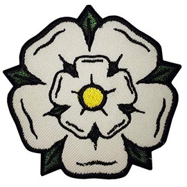 Yorkshire White Rose Yorkshire County White Rose EMBROIDERED Iron on / Sew on PATCH BY GADGETS2SEL
