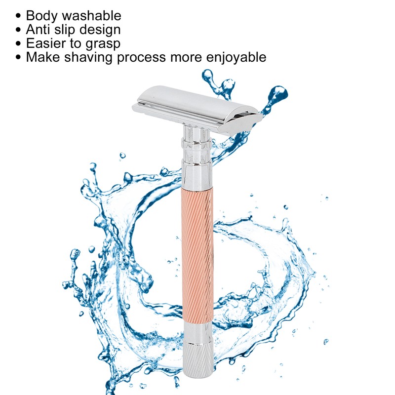 Double Edge Safety Razor Long Handle Zinc Alloy Manual Safety