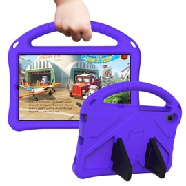 Tading Kids Case for TCL Tab 8 LE Tablet 2023 Released, Children Friendly EVA Foam Protective Stand Handle Cover for TCL Tab 8 LE (Model: 9137W)/ TCL Tab 8 WiFi (Model: 9132X) - Purple