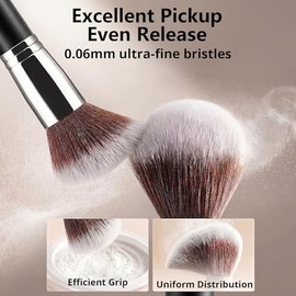 BEAKEY Juego de brochas de maquillaje, base profesional, corrector de sombra de ojos, aplicador bronceador en polvo, 2 esponjas de licuadora con estuc