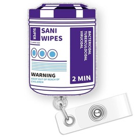 Sani Wipes Badge Reel Retractable for Nurse Nursing RN LPN Doctor Medical Assistant & Healthcare Worker | Funny Nurse Gifts ID Name Badge Holder with Alligator Clip & 24” Durable Nylon Cord | Acrylic
