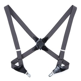 Style Equal Men's Suspenders, Holster Suspenders, 2 Point Closure, 1.0 inch (25 mm) Wide, Made in Japan, Easy to Put on and Take off, For Work, Metal Fittings and Clips, Made in Japan, Herringbone ×