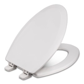 Centoco Elongated Toilet Seat, Closed Front with Cover, Residential, Premium Seat, Regular and Skirted Toilet Hardware, Plastic, Made in the USA, 950CT-001, White
