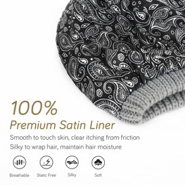 FURTALK Winter Beanie Hat for Women Satin Lined Cable Knit Chunky Slouchy Beanies Skull Warm Cap Fog Grey One Size