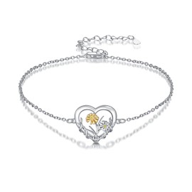 LWQQWL Daisy Bracelet for Women 925 Sterling Silver Heart Daisy Flower Bracelet Birth Flower Jewelry Birthday Gifts