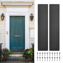 uxcell 2pcs Door Kick Plate, 8 x 30 Inches Aluminum Kick Plate Door Plate, 1.5mm (1/32 Inch) Thickness, for Exterior Front Door or Back Door, Black
