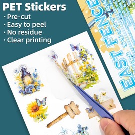 Uideyvi East Garden Sticker Scrapbooking Supplies for Junk Journal, 20 Sheets PET Stickers - Vintage Journaling Stickers, Ephemera Sticker Book Pre Cut(TZ-009-002)