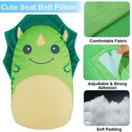 Seatbelt Covers for Kids Comfortable Seat Belt Pads Cute Travel Pillow Car Seat Head Support for Children,Green