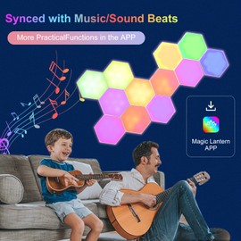 Neoglint 12 Pack Hexagon Lights - RGB Led Hex Lights for Wall with Smart APP Remote Control & Music Sync, Led Wall Decor for Gaming Room, Bedroom, Living Room