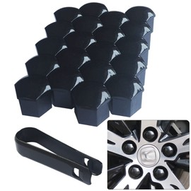 senvenelec 20 Pcs Car Universal 17 mm Plastic Nut Cover Cap Screw Car Nut Covers Bolt Hub Caps Wheel Bolts 17 mm Wheel Nut Caps with 1 Piece Removal Hook (Bright Black)