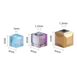 Pack of 100 Crystal Beads Cube Crystal Beads, Loose Beads for Threading Crystal Beads with Hole Craft Crystal Beads for Jewellery Making, Bracelets, Necklaces, Crafts, Mixed Colours, 4 mm