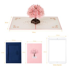 Kesote Message Card, Cherry Blossom, 3D Card, Pop Up Card, Valentine, Graduation, Cherry Blossom, Stylish, Envelope Included
