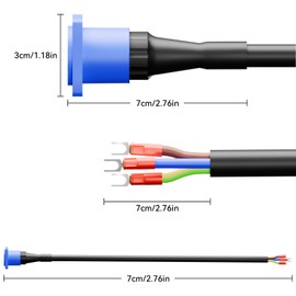 PowerCon Input Female Panel Mount to Y Spade Plug Cord，16AWG 20A/250V，Base to Y-Terminal Extension Cable, 3-pin AC Power Socket Suitable for Stage Light LED connector-2FT