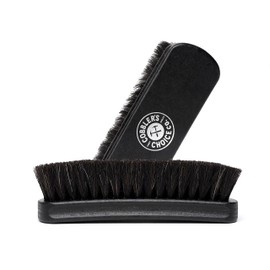 Premium Shoe Brush - Horsehair Shoe Brush - Concaved Handle for Premium Grip, Black