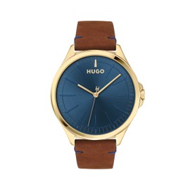 HUGO Analogue Quartz Watch for Men with Brown Leather Strap - 1530134