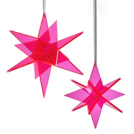 Cazador-del-sol ® - The Original | Estrella | 3D | Set of 2 Suncatcher Star Red | Diameter 20 and 13 cm