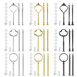 Soporte para tartas de 3 niveles, 9 juegos de herramientas para bandeja con niveles para molde para tartas, 3 dorados, 3 plateados, 3 negros