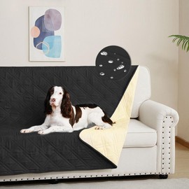 DUJUIKE Waterproof Sofa Cover for Dogs, 100% Waterproof Dog Blanket, Sofa Protection, Duvet with Non-Slip Particles, Furniture Protector for Dogs, Cats and Pets, Scratch-Resistant (Black, 132-208 cm)