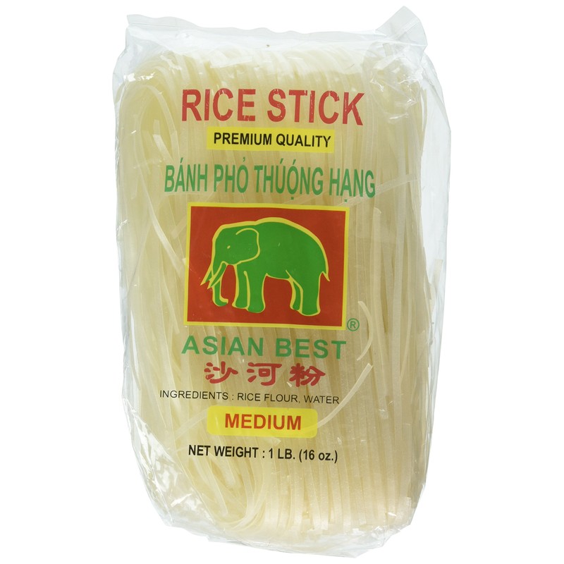 Asian Best Premium Rice Stick Noodle Medium, 16oz (3 Pack)