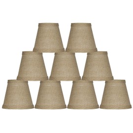 Urbanest Chandelier Lamp Shade 3x5x4.5", Hardback, Clip On, Burlap, Set of 9