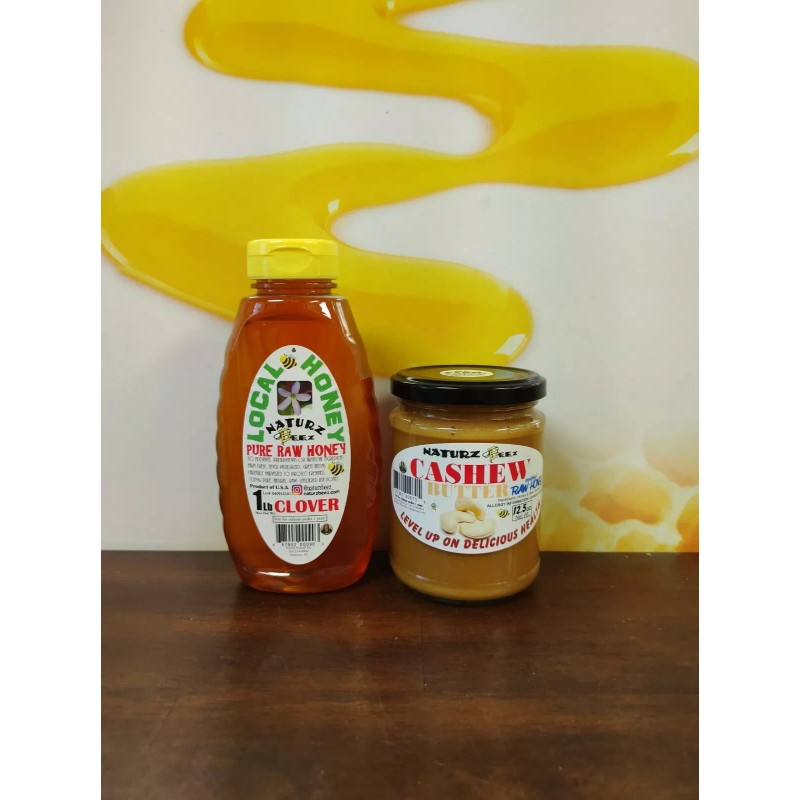 NATURZ BEEZ RAW HONEY CLOVER 1Lb / 454g with Free