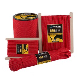 FISHLUND Reflective Paracord 550 lb, 7 Strand Type III Paracord Rope 100ft 4mm, High Strength Nylon Parachute Cord for Camping, Survival, Fishing, Tactical and Hiking, Imperial Red