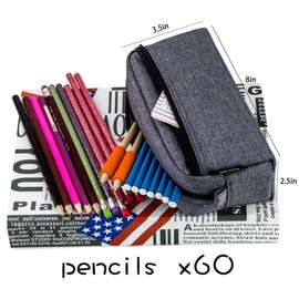 xincx Big Capacity Pencil Case Stationery Pouch, Multi-Colored Pen Pouch, Cosmetic Pouch Bag, Pen Bag with Zipper for Boy Girl (Dark Gray)
