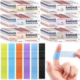 Threlaco 120 Pcs Extra Long Flexible Fabric Bandages, 4.75 x 0.75 Inch Adhesive Strip Bandages Non Latex Finger Bandages for Oversized Hands and Feet, Construction Workers Carpenters (Colorful)