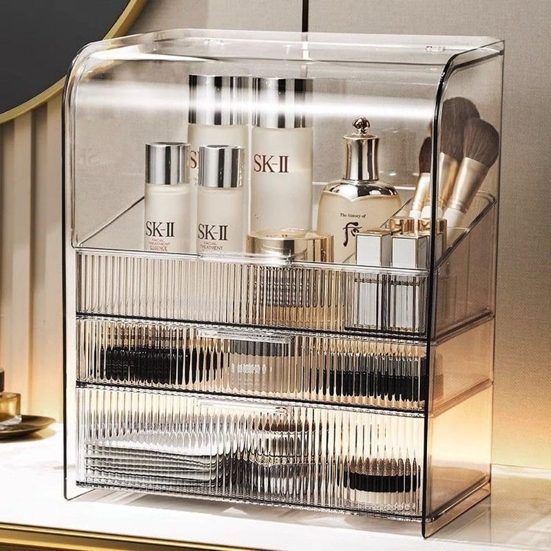 PLINJOY Makeup Storage Organizer Box Large Cosmetic Display Cases Dustproof