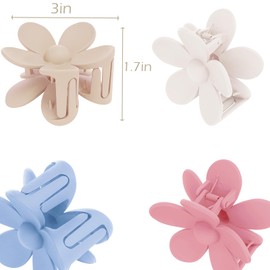 Flower Hair Clips 6 PCS for Women, Daisy Claw Clips Matte Large Claw Clips Strong Hold Jaw Clamps Hair Accessories for Thick Hair 6 Colors