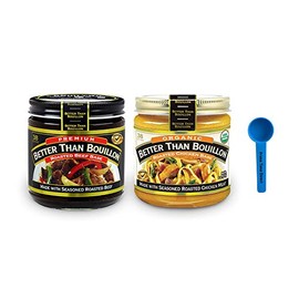 Better than Bouillon Combo Pack: Beef Base 8 oz & Organic Chicken Base 8 oz (2 Pack; 1 each) Bundle with PrimeTime Direct Teaspoon Scoop with BTB Authenticity Seal