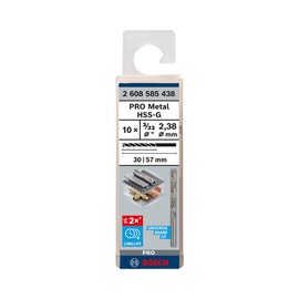 Bosch 2608585438 HSS-G Metal Drill Bit, 3/32" x 1.5/6" x 2.1/4", Pack of 10
