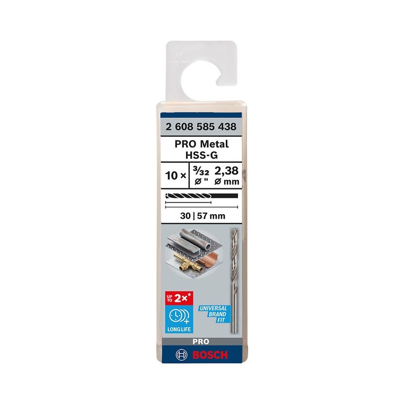 Bosch 2608585438 HSS-G Metal Drill Bit, 3/32" x 1.5/6" x