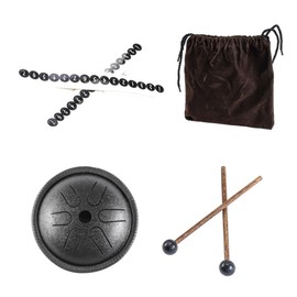 Kisangel 1 Set Steel Tongue Drum Set Durable Percussion Instrument for Music Education Meditation Stress Relief Easy to Play for Adults Black Kit