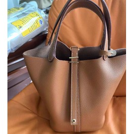 Genuine Leather-Handbags-7"x5"x7"-Elegant & Fashionable-Portable,fashion-Women Bag-Lightweight for Work & Travel, Milkshake Powder, 7"x5"x7"