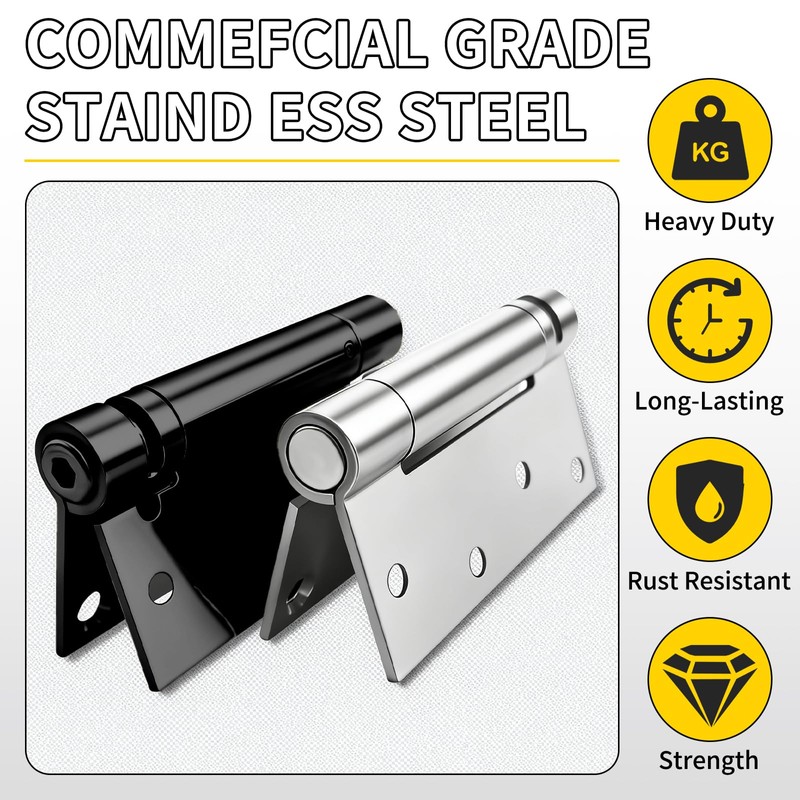 3 Pieces Self Closing Door Hinges, 4 Inch Stainless Steel