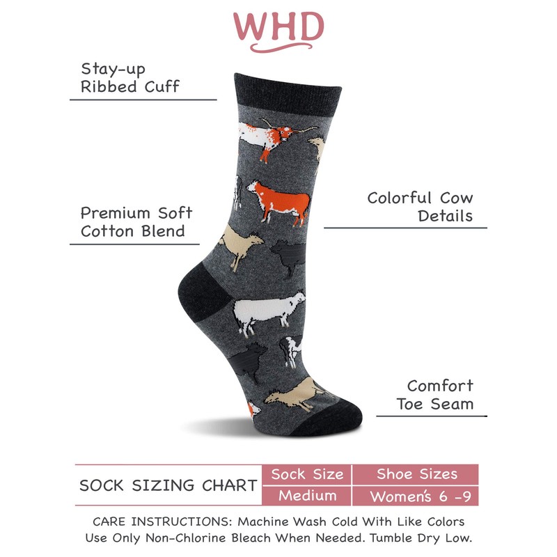 WHD Cow Lovers Socks 1-Pack (Raspberry, Large)