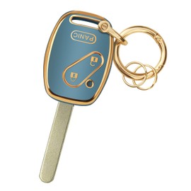 FT FUNTOR Car Key Shell Cover with Keychain for Honda,Fit for Honda 2010-2012 Accord, Civic,Pilot, Protection Case Shell Soft TPU Key Fob Cover with Metal Fit 3-Button Remote Case Accessories (Blue)