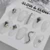 [Slow&Slow Nail Tips] White Crown Nail - Almond / [슬앤슬네일팁]