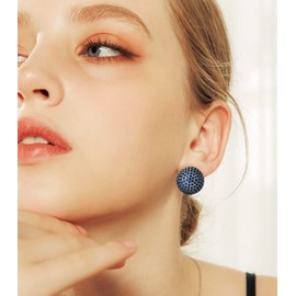 M.DUN - arete de bola de discoteca 925 con poste de plata esterlina chapado en oro de 18 quilates con circonita cúbica micropavimentada, delicados aretes de oro redondos para mujer, Latón con poste