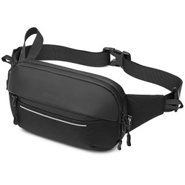 Huntvp Sling Crossbody Bag Men's Bumbag Waist Fanny Pack Bag Expandable Bumbags for Men Women Travel, Daily Use, Dog Walking, Hiking, Running, Sports, and Outdoors (Black)