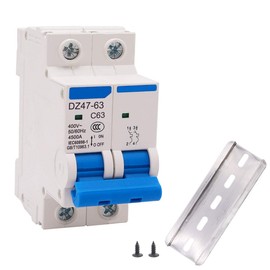 smseace Miniature Circuit Breaker Low Voltage AC 63A 400V 2 Poles DIN Rail Installation DZ47-63 C63